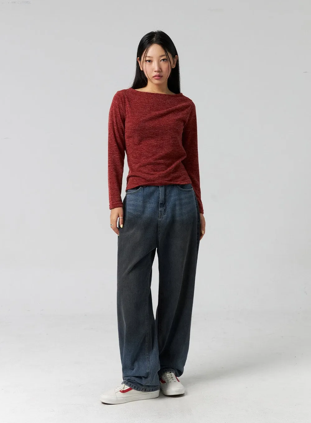 Comfy Wide-Leg Washed Jeans CG325 sold by Lewkin product image thumbnail 4