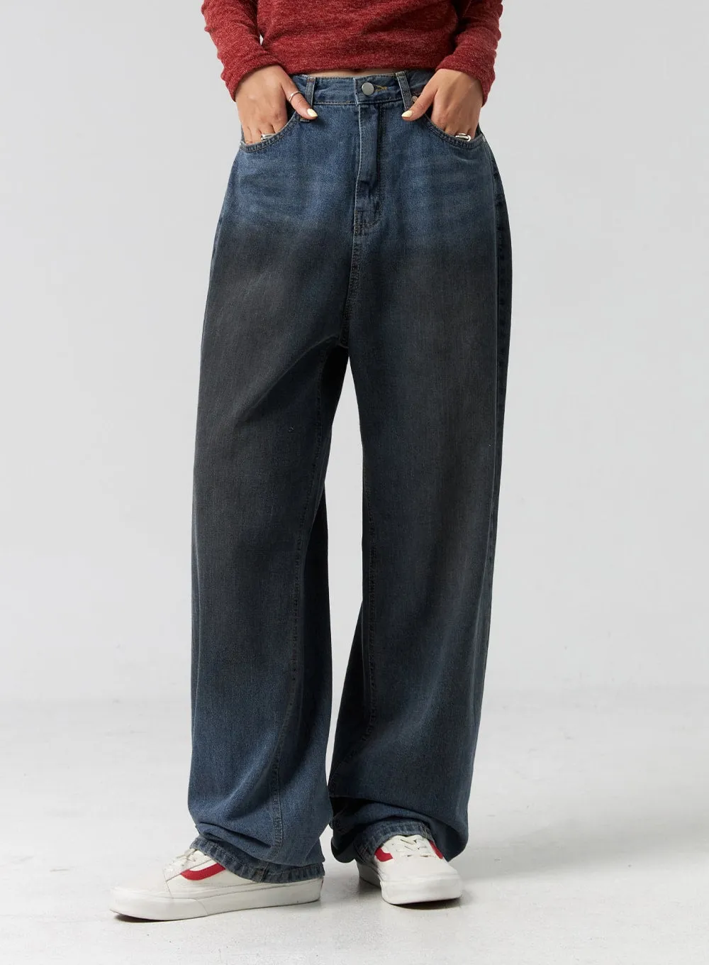 Comfy Wide-Leg Washed Jeans CG325 sold by Lewkin product image thumbnail 5