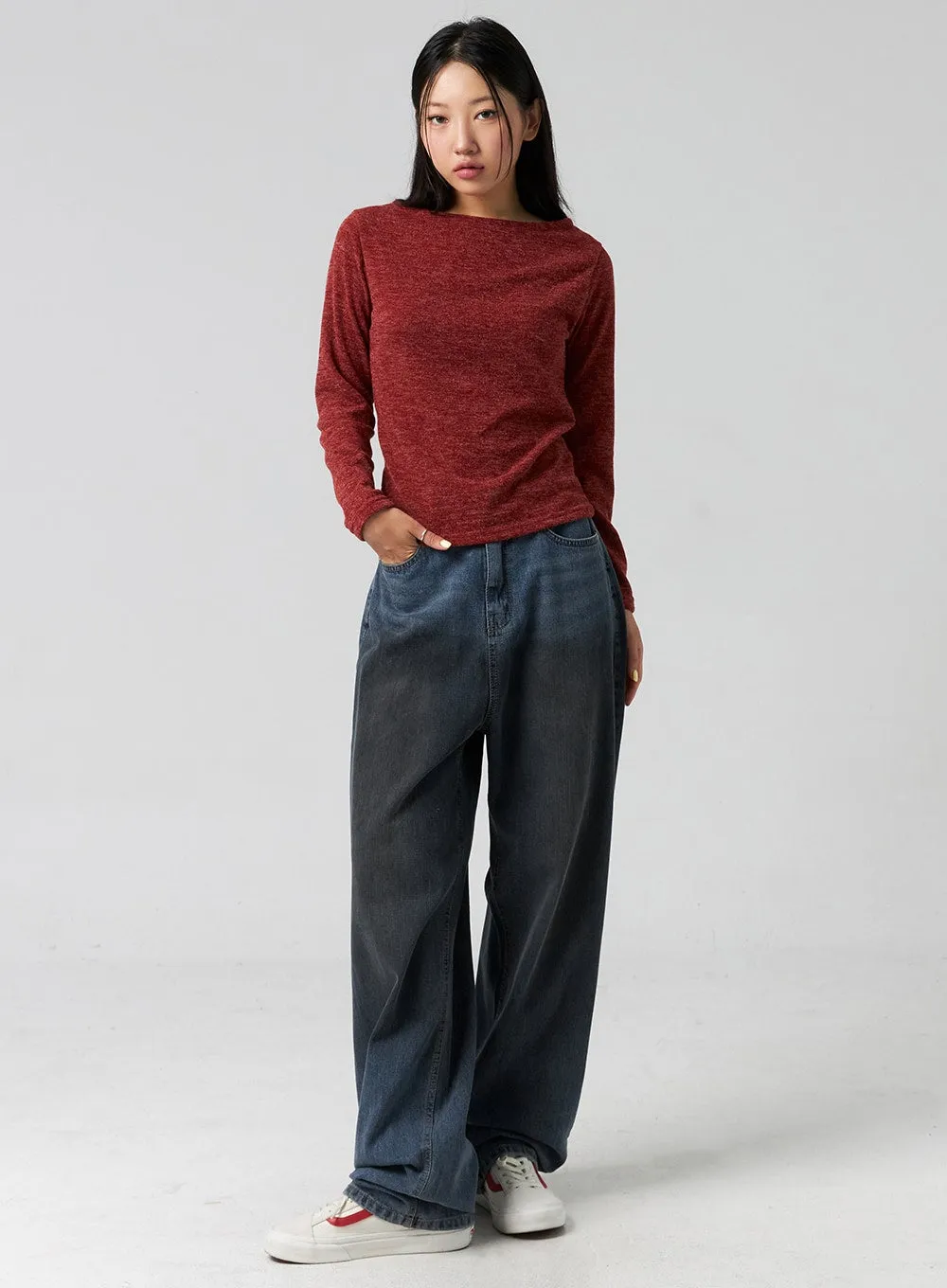 Comfy Wide-Leg Washed Jeans CG325 sold by Lewkin