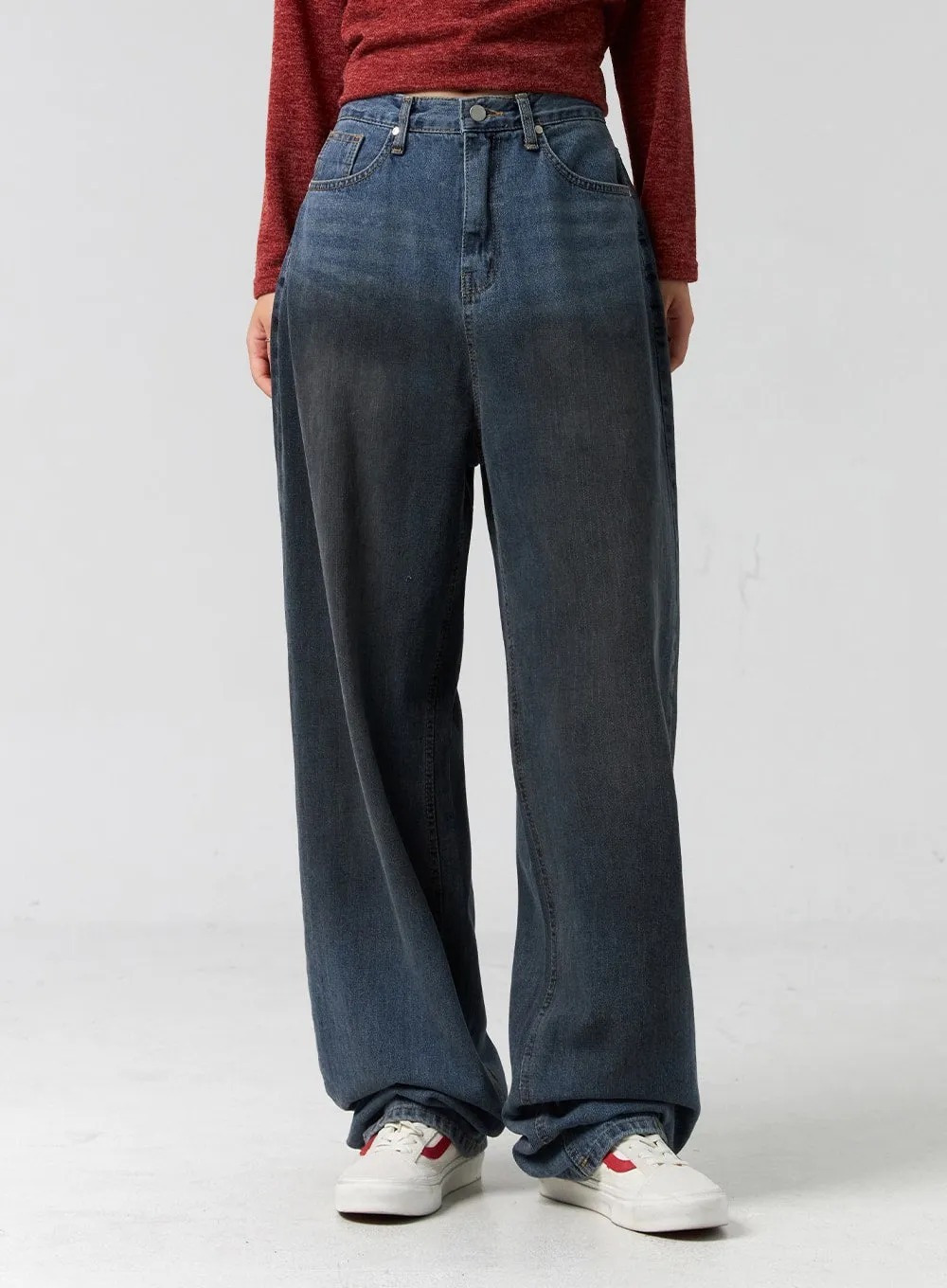 Comfy Wide-Leg Washed Jeans CG325 sold by Lewkin product image thumbnail 2