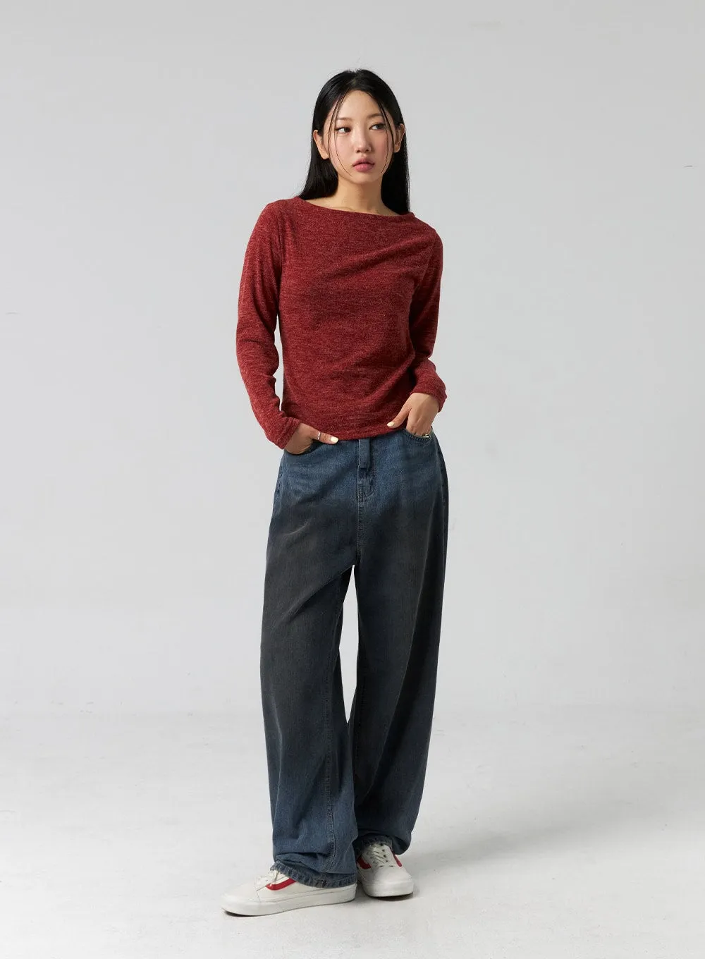 Comfy Wide-Leg Washed Jeans CG325 sold by Lewkin product image thumbnail 3