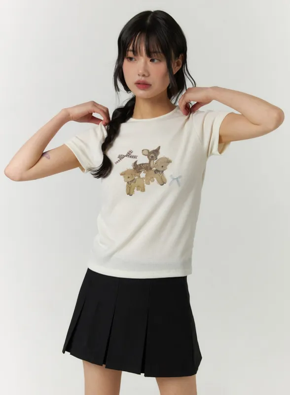 Animal Graphic Short Sleeve Tee CF407 sold by Lewkin