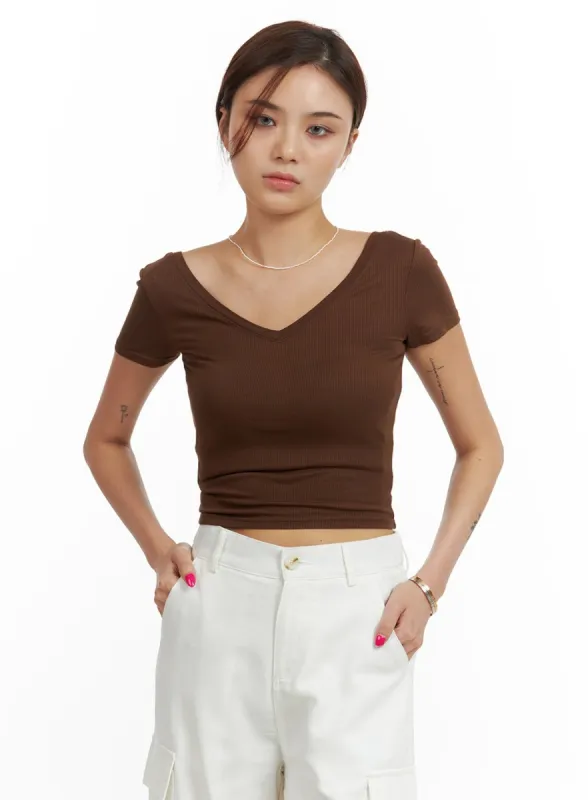 V-Neck Crop Top CU417 sold by Lewkin