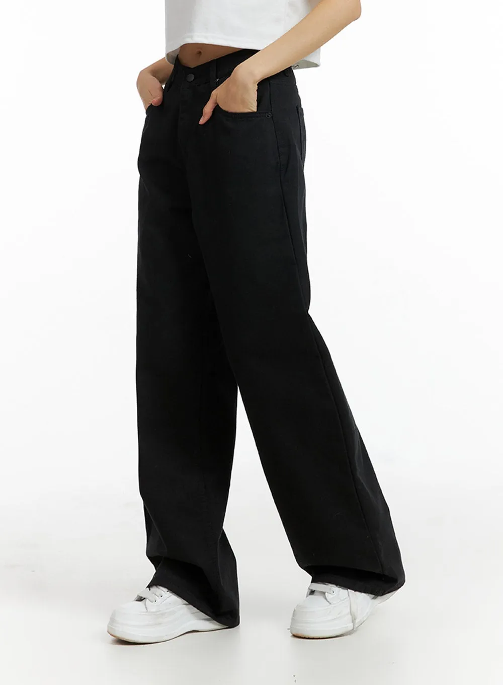 Solid Cotton Wide Leg Pants IF402 sold by Lewkin product image thumbnail 4