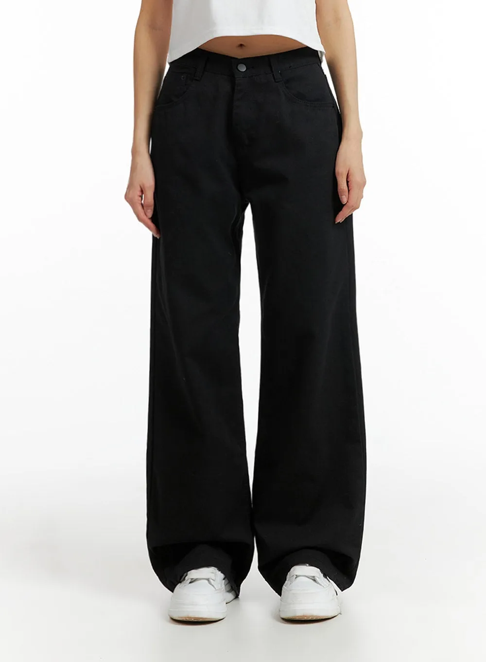 Solid Cotton Wide Leg Pants IF402 sold by Lewkin product image thumbnail 2