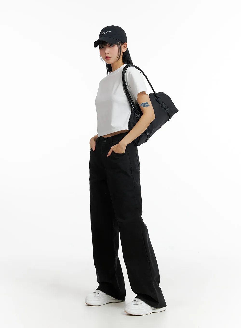 Solid Cotton Wide Leg Pants IF402 sold by Lewkin product image thumbnail 3