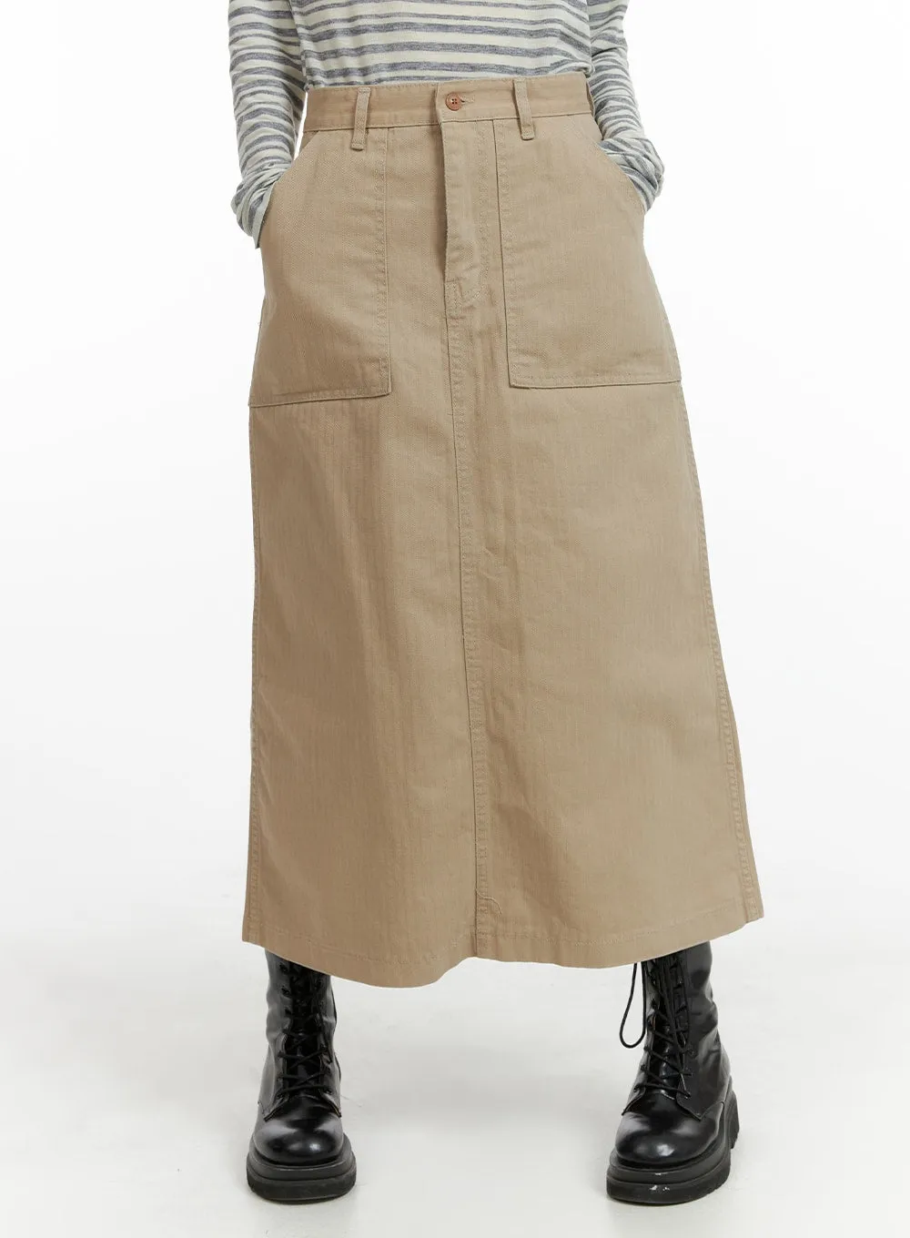 Solid Pocket Maxi Skirt CM413 sold by Lewkin