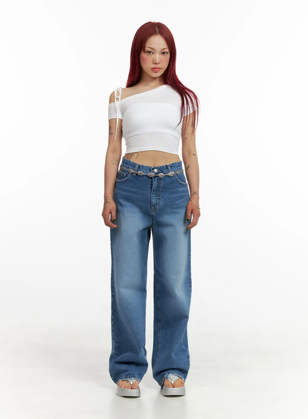 Ribbon Strap One-Shoulder Crop Top CY429 sold by Lewkin product image thumbnail 2