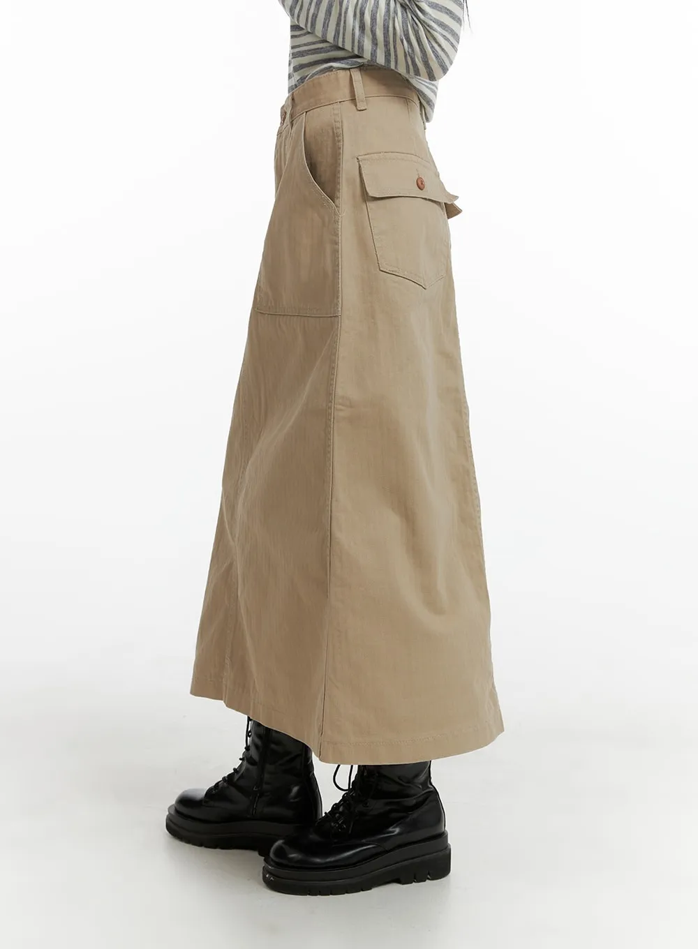 Solid Pocket Maxi Skirt CM413 sold by Lewkin product image thumbnail 3