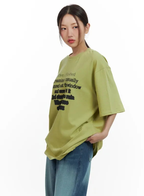 Graphic Round Neck Oversized T-Shirt CU420 sold by Lewkin