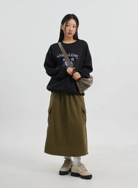 A-Line Cargo Maxi Skirt CJ319 sold by Lewkin