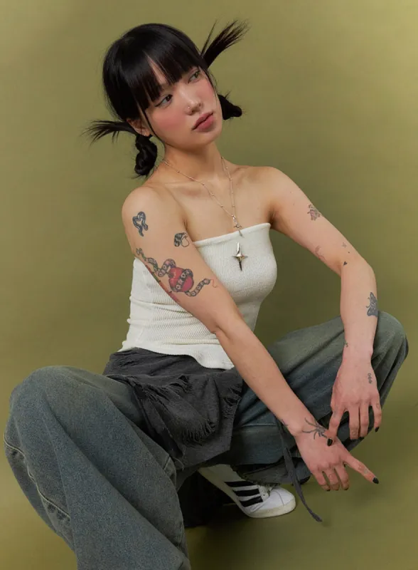 Stud Knit Tube Top IJ410 sold by Lewkin