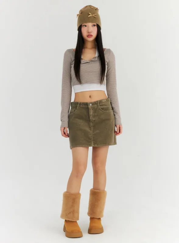 Corduroy Mini Skirt CN315 sold by Lewkin