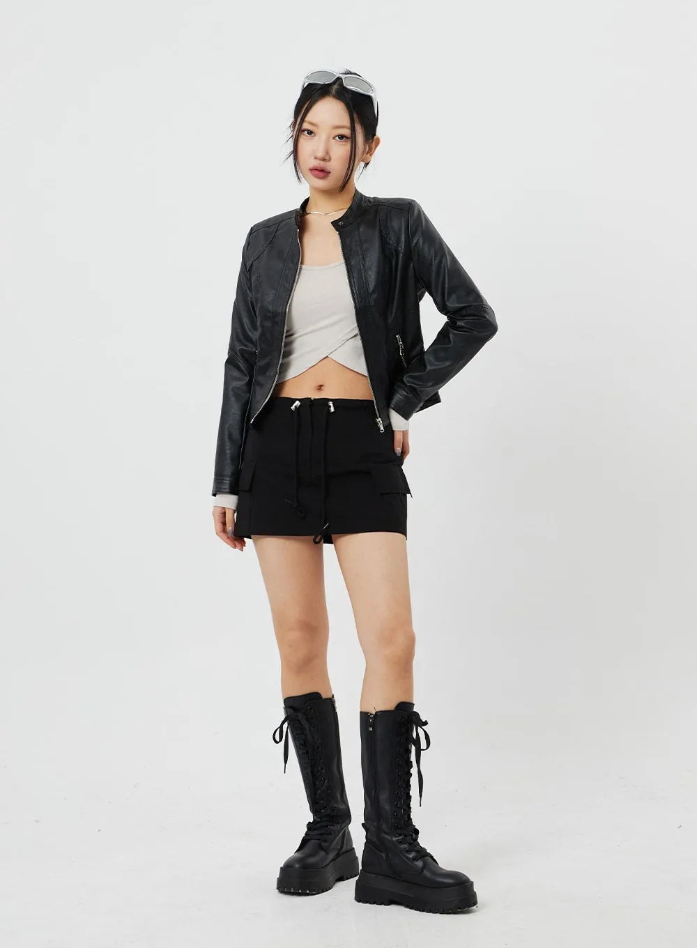 Zip-Up Faux Leather Jacket CF314 sold by Lewkin product image thumbnail 3