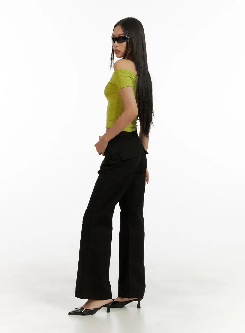 Textured Off-Shoulder Crop Top CU414 sold by Lewkin product image thumbnail 3