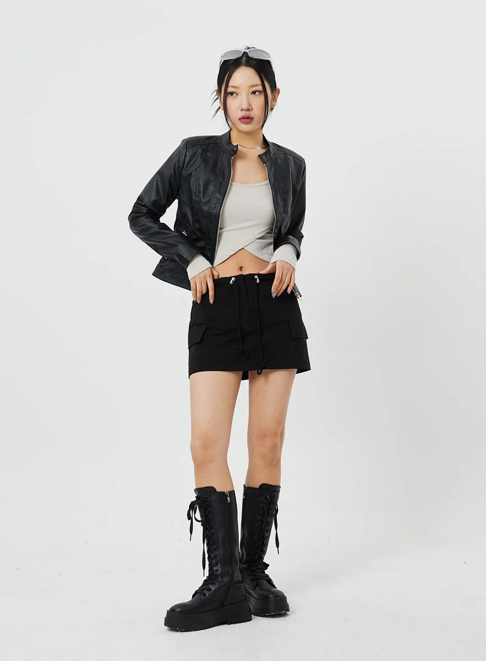 Zip-Up Faux Leather Jacket CF314 sold by Lewkin product image thumbnail 4
