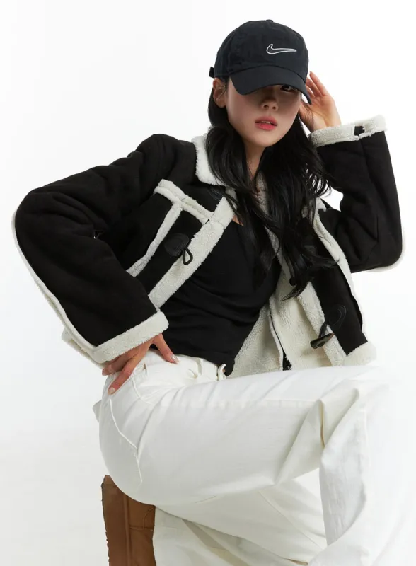 Crop Toggle Faux Fur Jacket ON329 sold by Lewkin