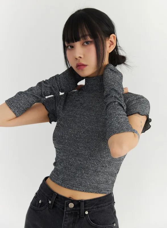 Turtle Neck Short Sleeve Tee and Warmer Set CN301 sold by Lewkin