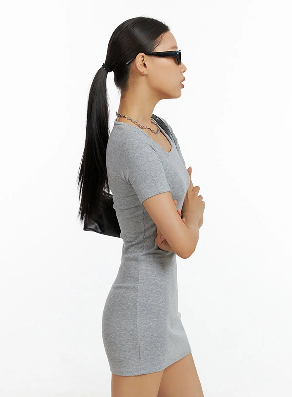 Square Neck Slim Fit Mini Dress IL409 sold by Lewkin product image thumbnail 4