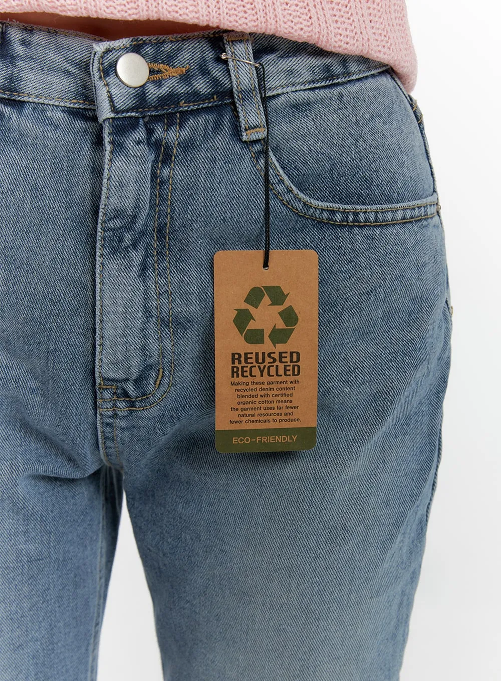 Recycled Denim Washed Straight-Leg Jeans OF422 sold by Lewkin product image thumbnail 2