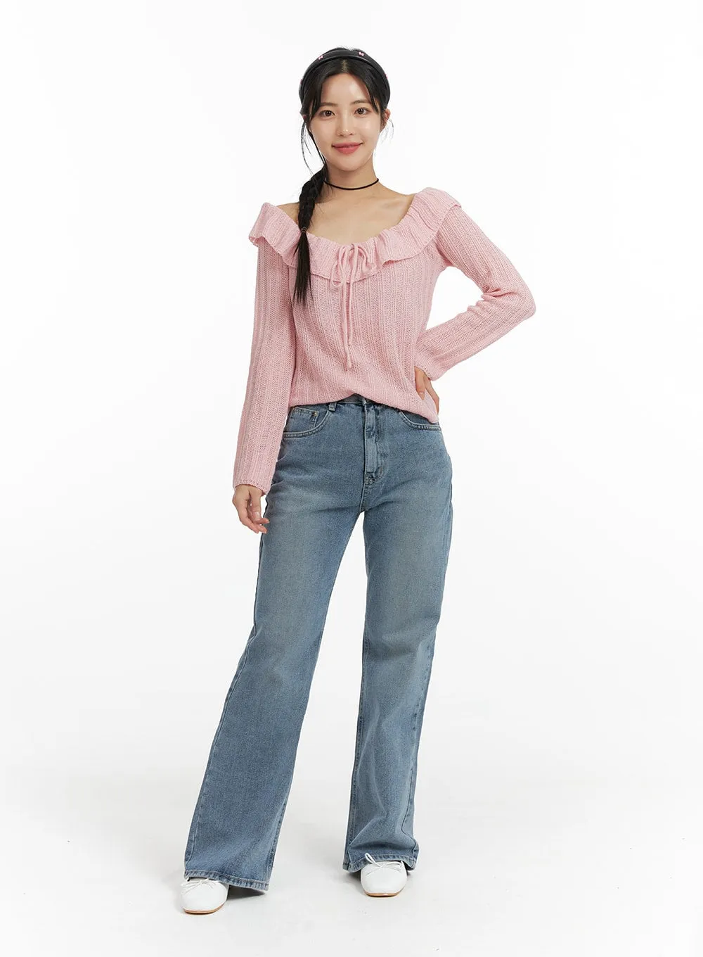 Recycled Denim Washed Straight-Leg Jeans OF422 sold by Lewkin product image thumbnail 4