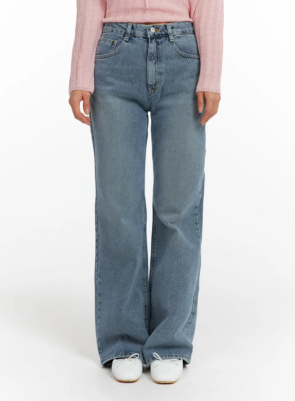 Recycled Denim Washed Straight-Leg Jeans OF422 sold by Lewkin product image thumbnail 3