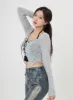 Neck Strap Crop Top And Long Sleeve Cross String Crop Top Set BO25 sold by Lewkin
