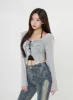 Neck Strap Crop Top And Long Sleeve Cross String Crop Top Set BO25 sold by Lewkin