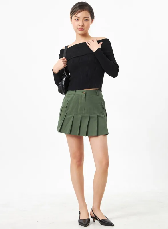 Pocket Pleated Mini Skirt CA304 sold by Lewkin