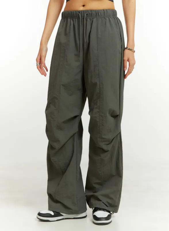 Nylon Pintuck Banded Jogger Pants CU421 sold by Lewkin