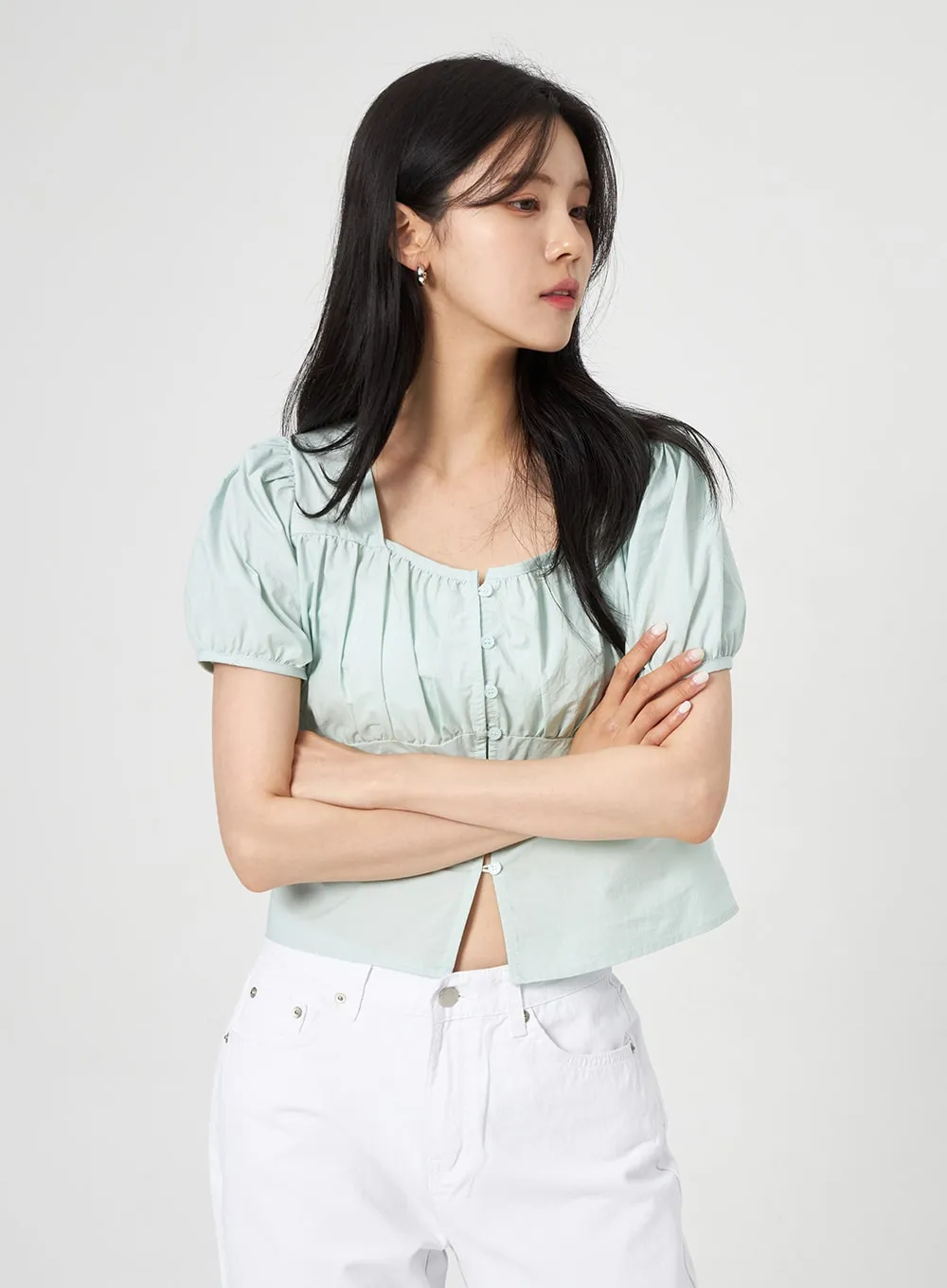 Puff Sleeve Button Blouse OA317 sold by Lewkin product image thumbnail 4