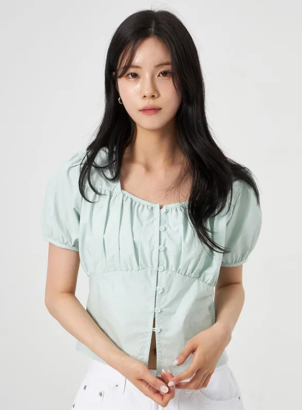 Puff Sleeve Button Blouse OA317 sold by Lewkin