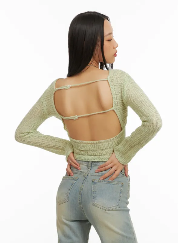Open Back Knit Crop Top IA417 sold by Lewkin