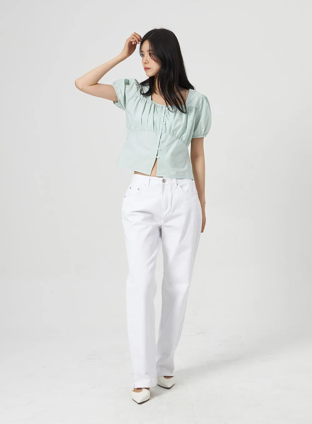 Puff Sleeve Button Blouse OA317 sold by Lewkin product image thumbnail 5