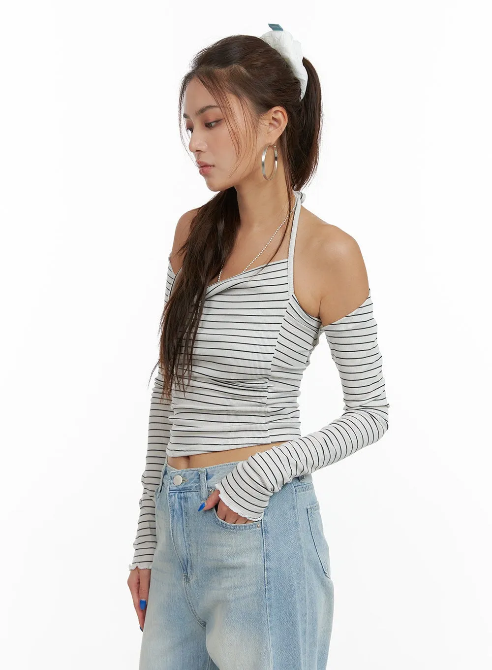 Striped Halter Top Bolero Cardigan Set CY431 sold by Lewkin product image thumbnail 4