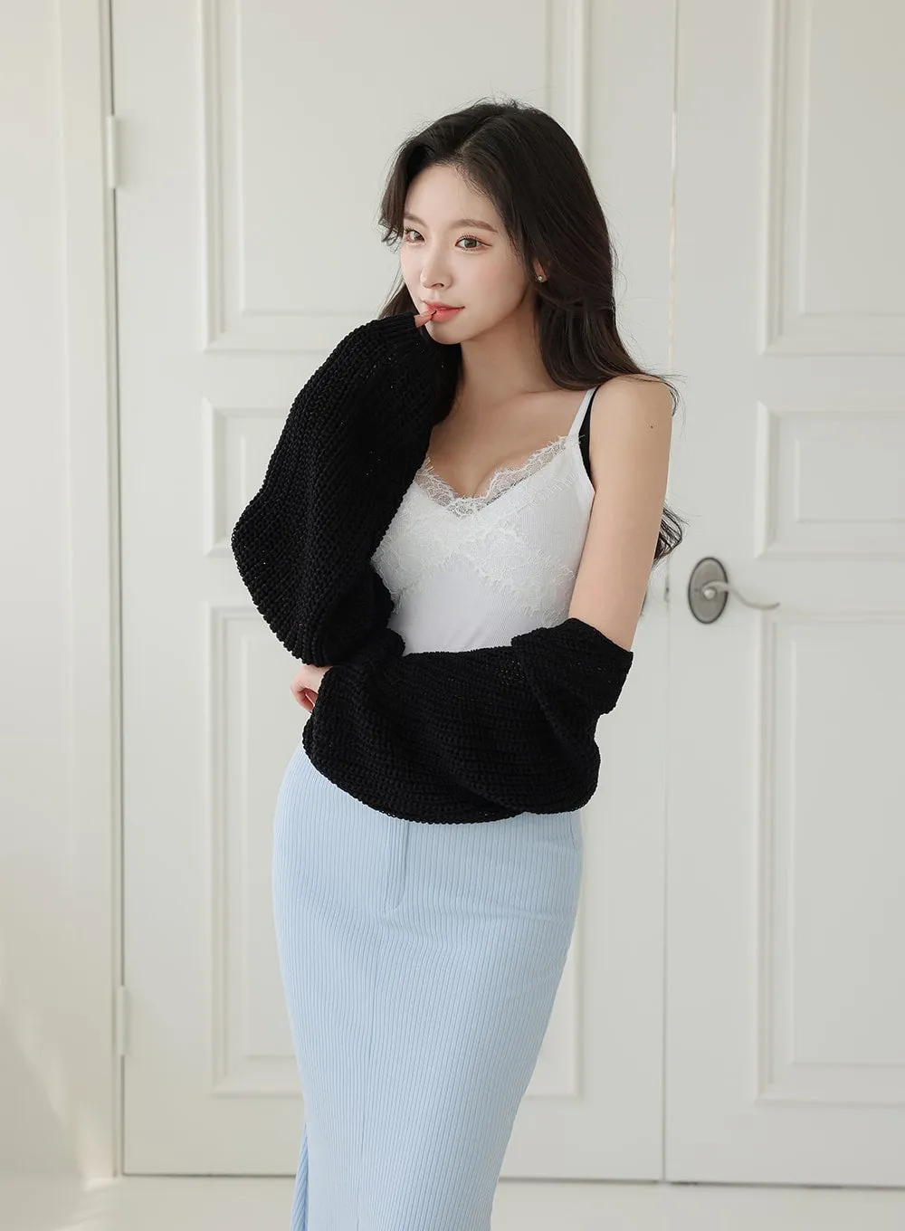 Ribbed Cami with Lace Detail IM28 sold by Lewkin product image thumbnail 3