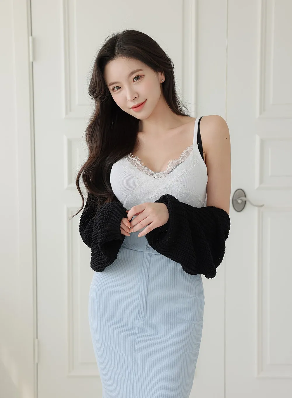 Ribbed Cami with Lace Detail IM28 sold by Lewkin product image thumbnail 2