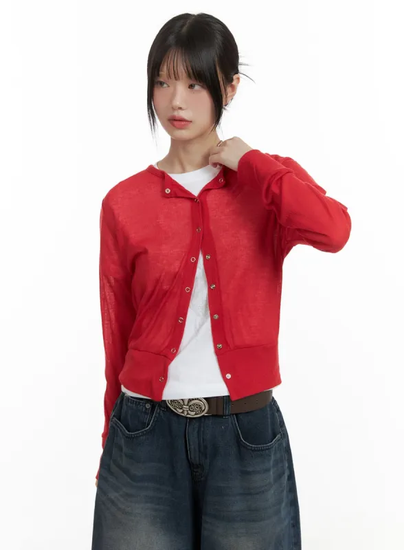 Sheer Elegance Buttoned Cardigan CL412 sold by Lewkin