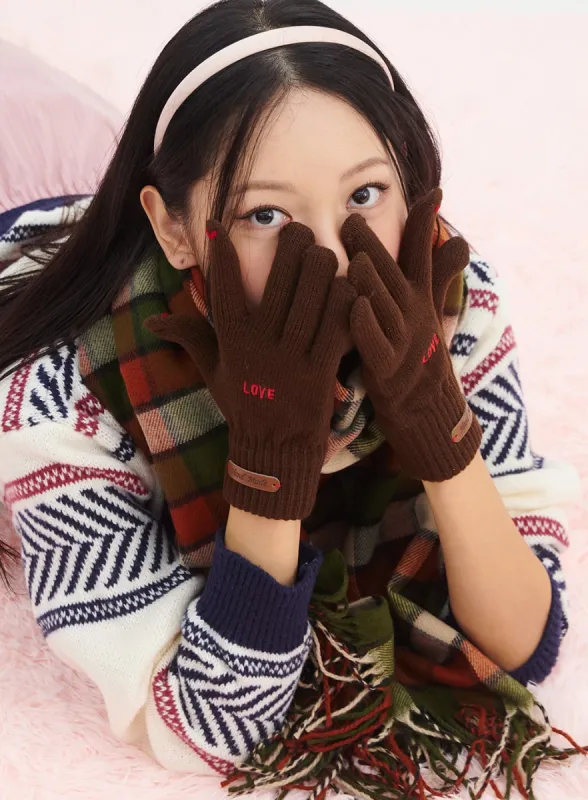 Embroidered Lettering Gloves IN317 sold by Lewkin