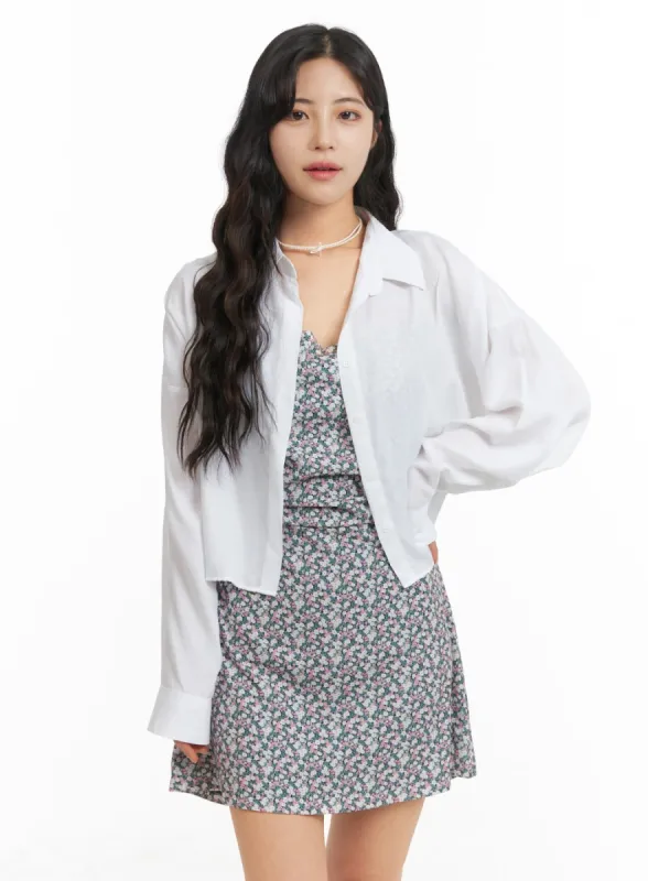 Button-Up Crop Shirt OM427 sold by Lewkin