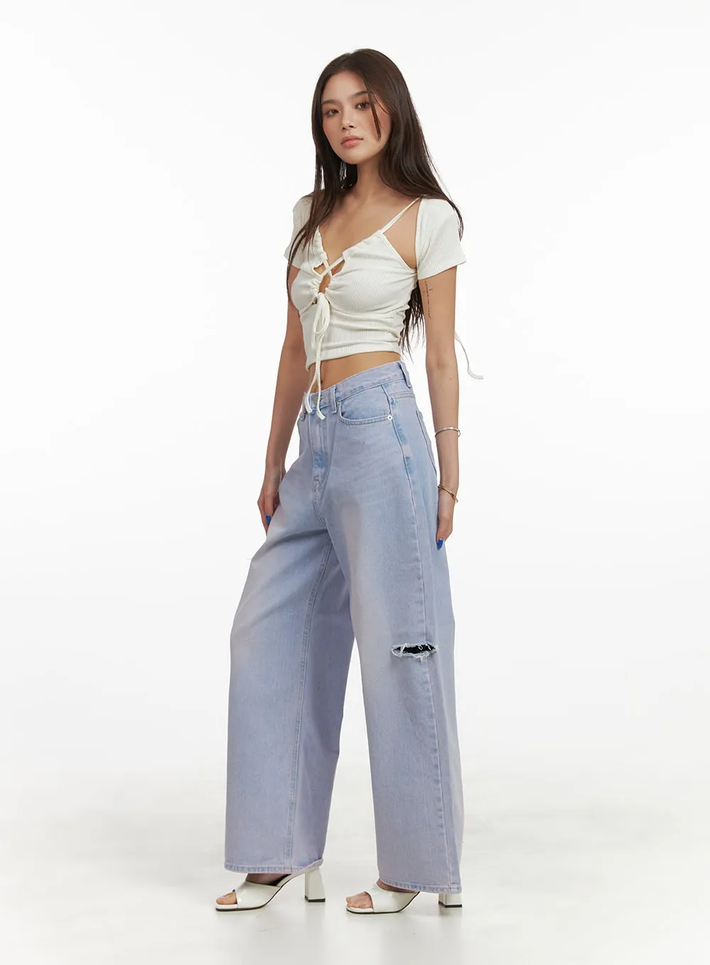 High Waist Wide Leg Jeans CY424 sold by Lewkin product image thumbnail 2