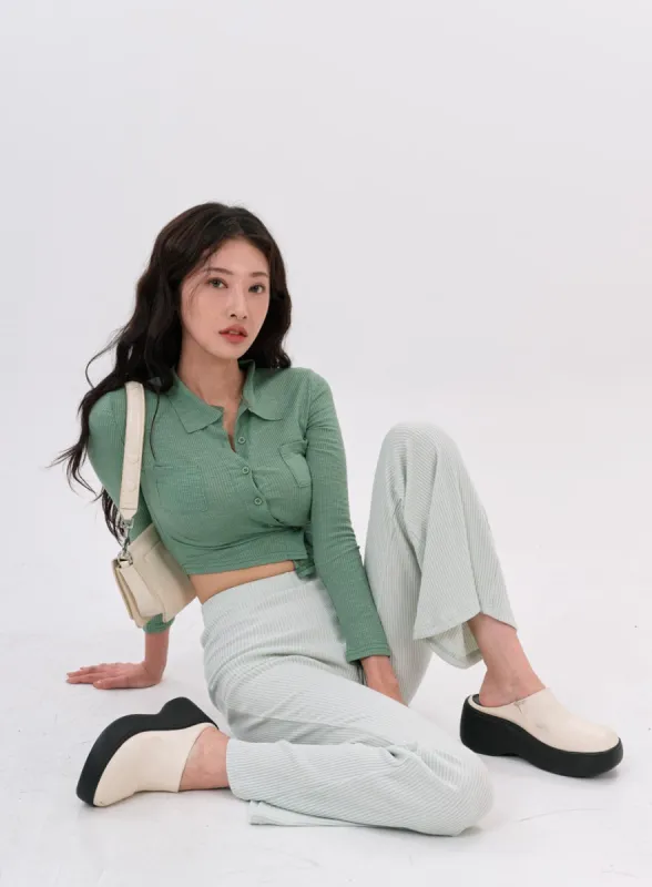 Short Button Long Sleeve T-Shirt IS05 sold by Lewkin