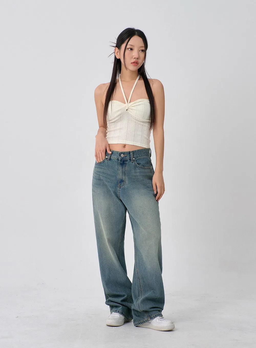 Knit Bustier Neck String Top CN09 | Parallel
