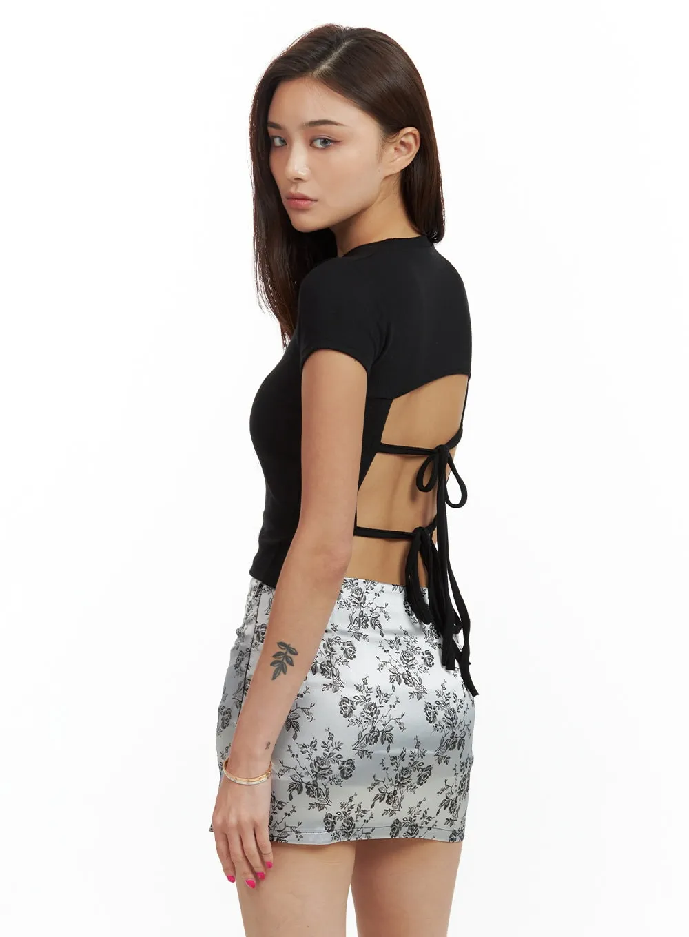 Back Ribbon Crop Top CU417 sold by Lewkin