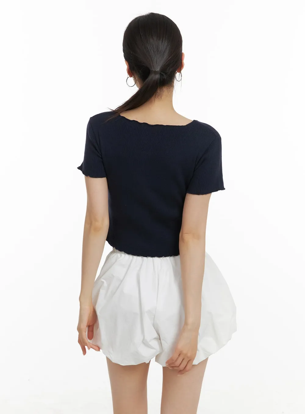 Round Neckline Button-Up Top OA422 sold by Lewkin product image thumbnail 3