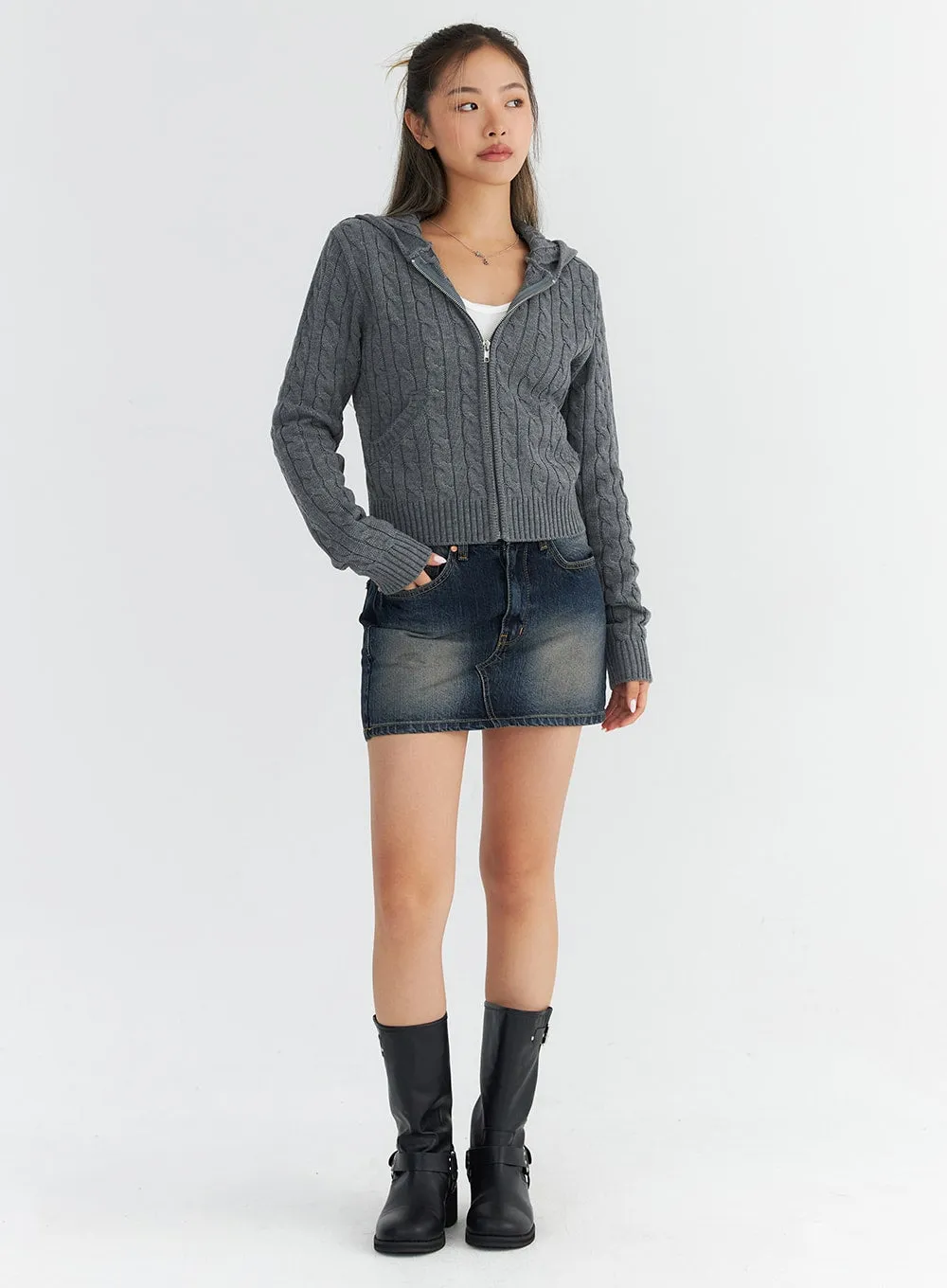 Micro Denim Mini Skirt CO313 sold by Lewkin