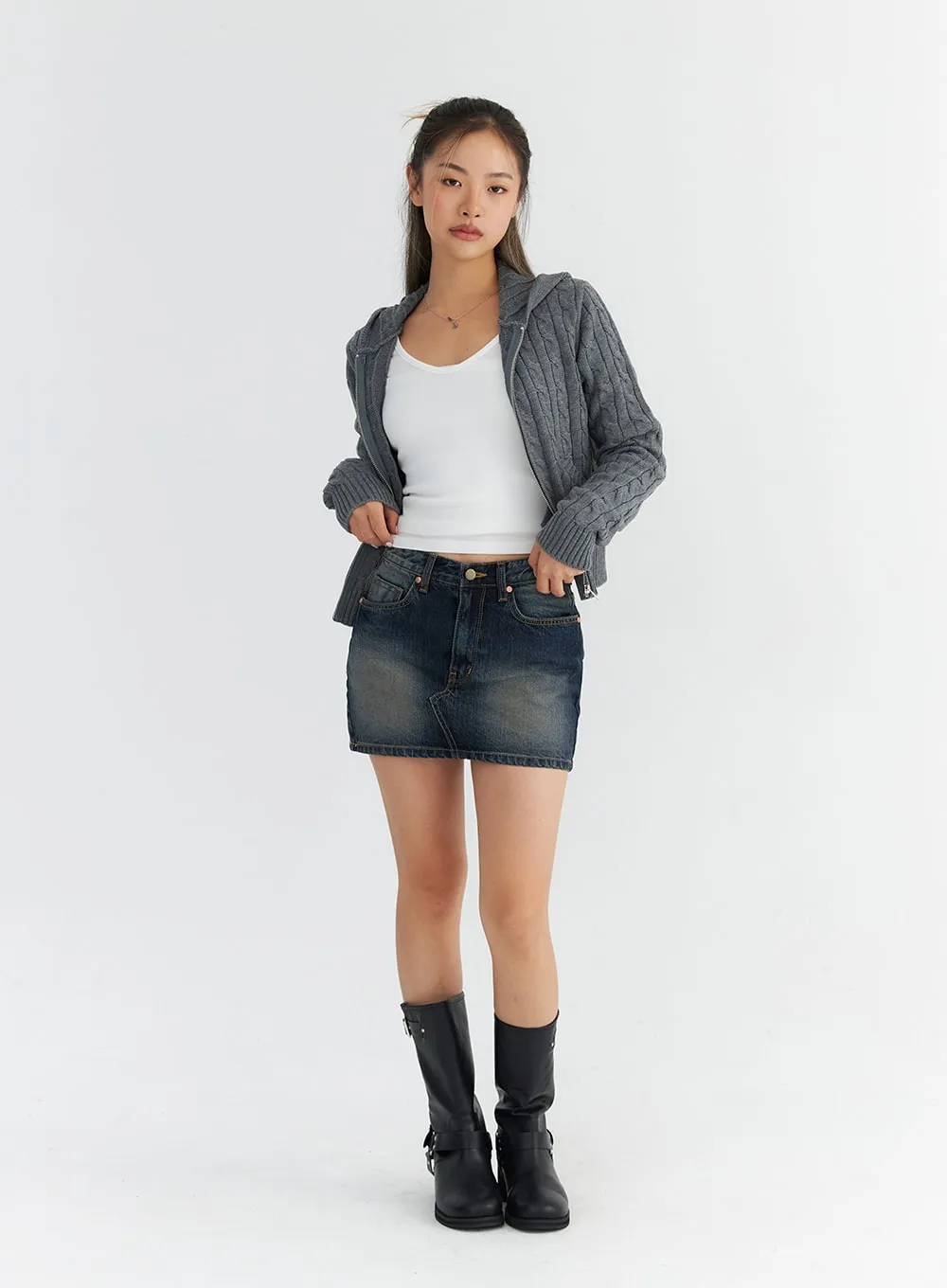 Micro Denim Mini Skirt CO313 sold by Lewkin product image thumbnail 4
