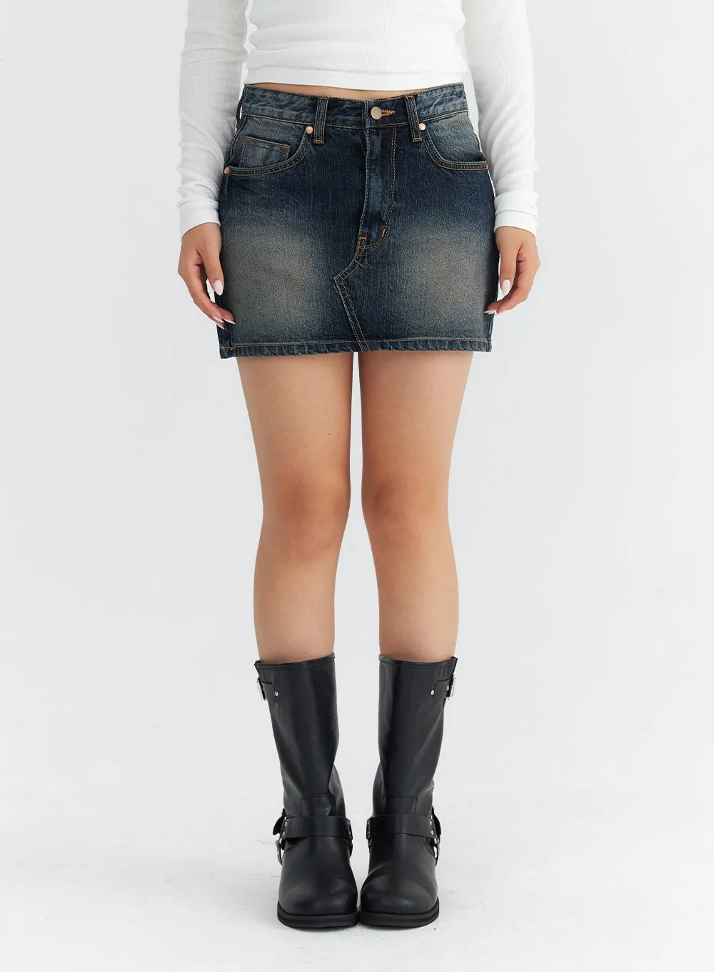 Micro Denim Mini Skirt CO313 sold by Lewkin product image thumbnail 2