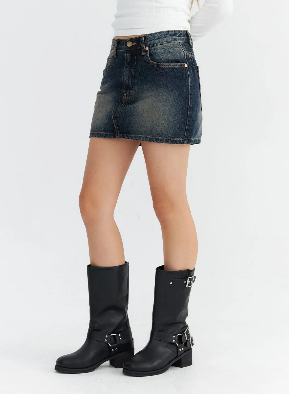 Micro Denim Mini Skirt CO313 sold by Lewkin product image thumbnail 5