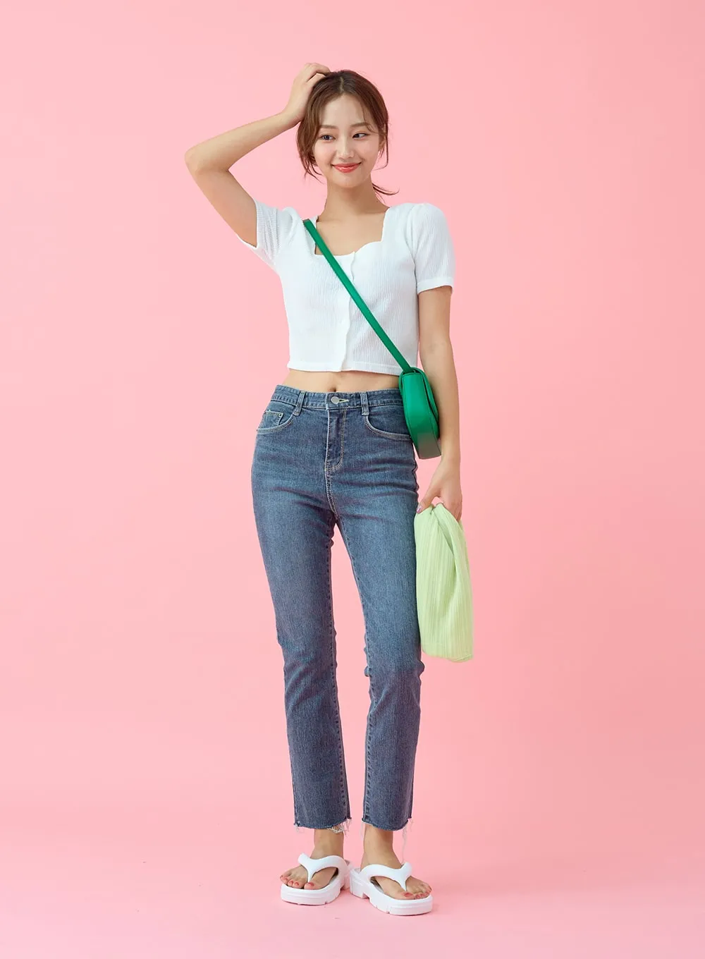 Cut Hem Span Skinny Pants BU29 sold by Lewkin